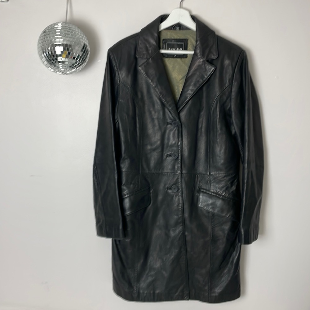🖤 VINTAGE ADLER 100% genuine leather coat jacket mob wife aesthetic M 🖤